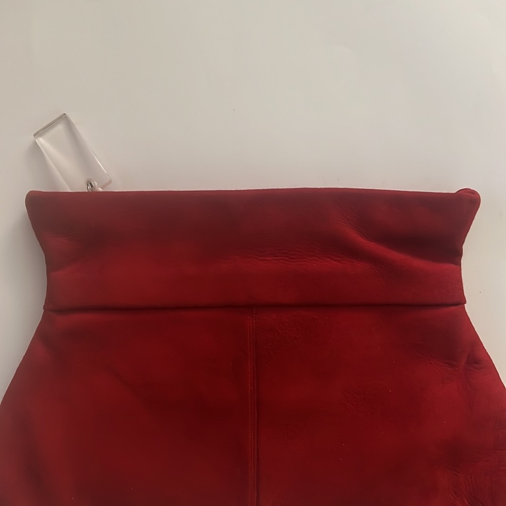 Claret red suede zippered vintage large clutch bag, 1970s ish - Picture 6 of 9